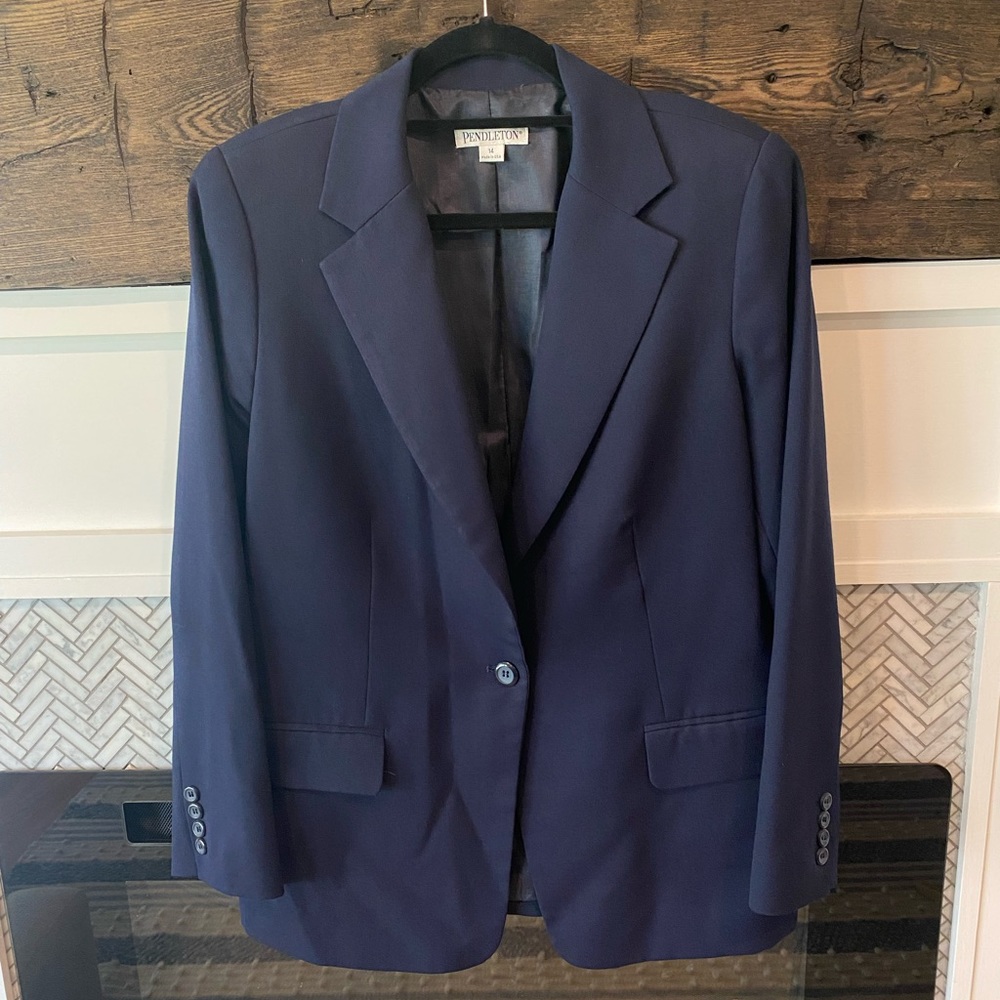 Navy Pendleton Suit Jacket Size 14 - image 1